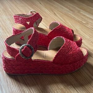 Robert Clergerie red woven platform sandals